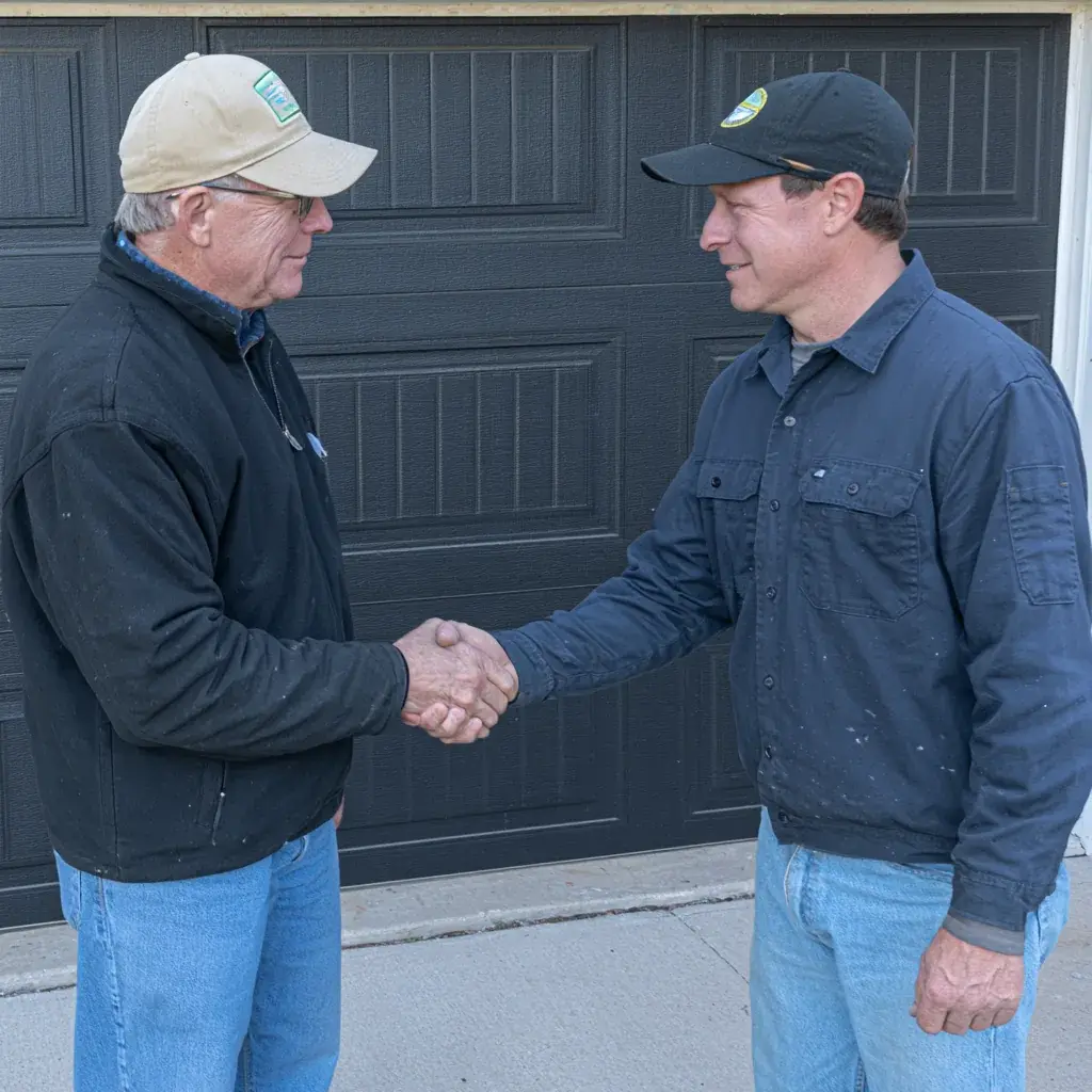 Garage door being serviced at a home in Blue Springs, MO